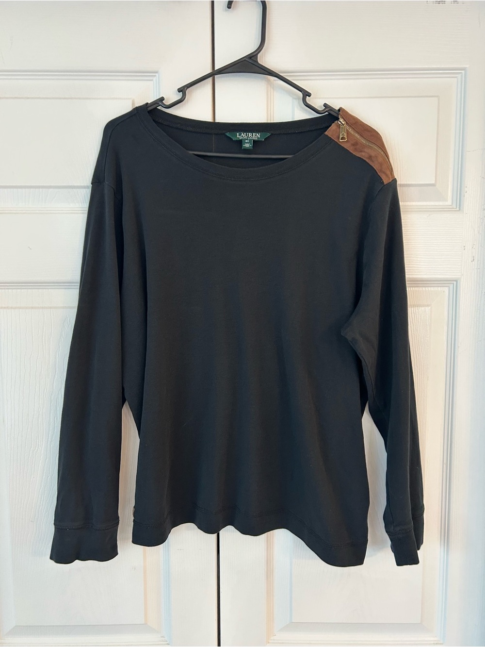 NWOT Lauren Ralph Lauren Women’s Black Leather Cotton Tunic Blouse Shirt Size 3X